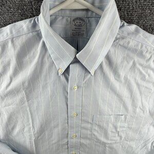 Brooks Brothers Cotton Striped Regent Blue Stretch Spandex 16 34 Non-Iron Button